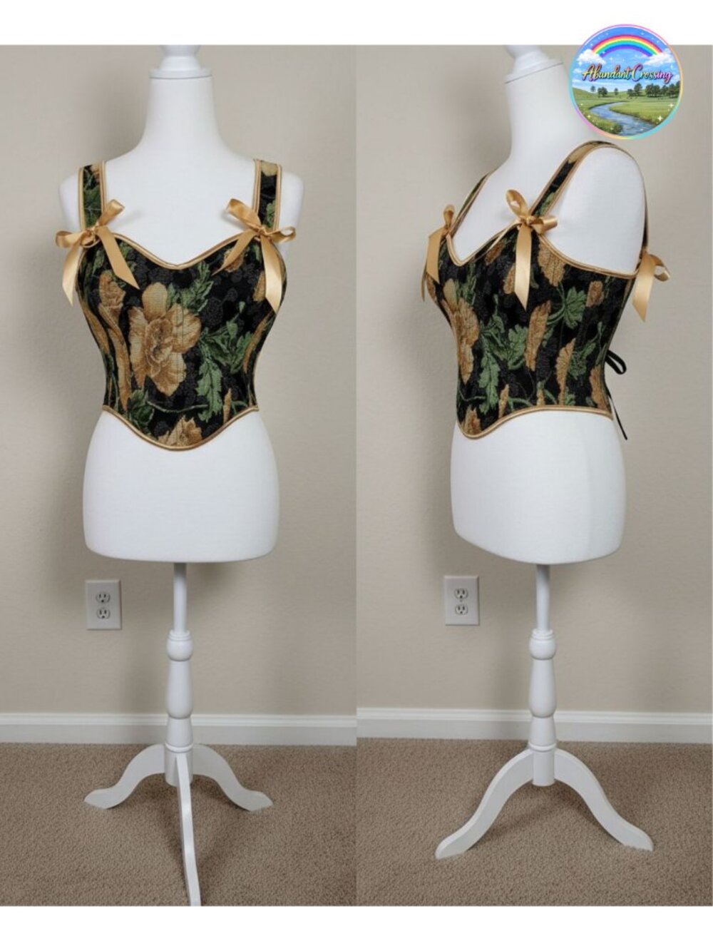 Floral Corset Top Sweetheart Neckline Overbust Bustier
